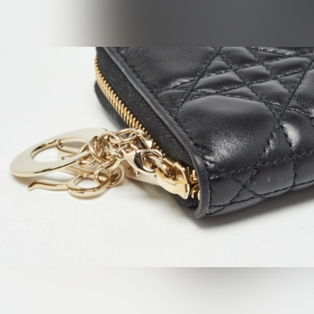 Lady Dior Cannage Quilted Zip Around Wallet, Patent Leather, COA - Picture 2 of 7